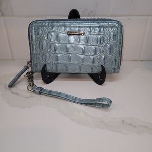 Brahmin Pale Blue Croc-Embossed Wristlet